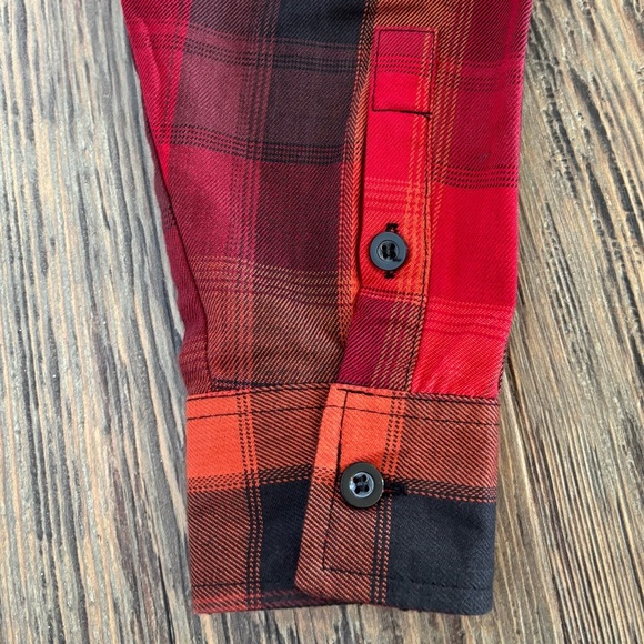 MILWAUKEE LEATHER Button-Up Flannel Shirt Mens M Red Orange Black Plaid Biker - Picture 10 of 10